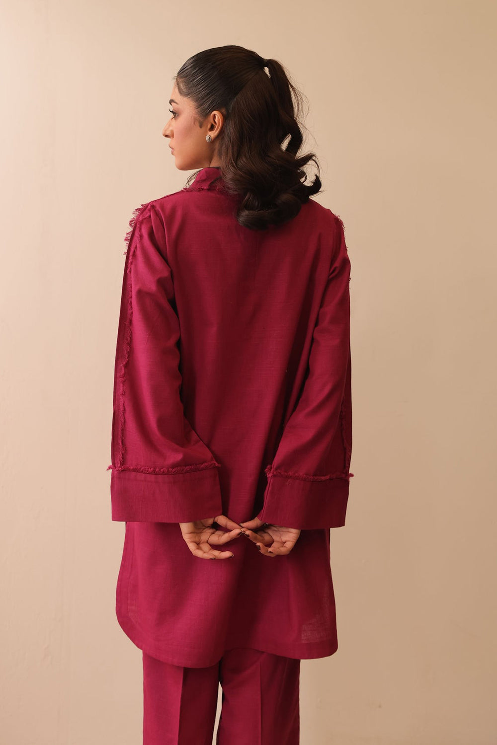 Khushboo & Pankaj Rosewood Raw Edge Co-ord Set
