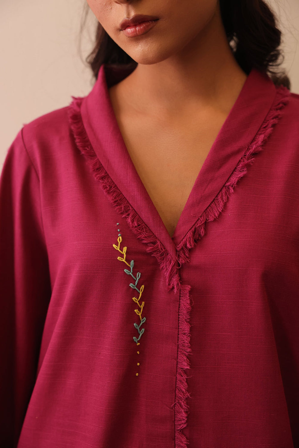Khushboo & Pankaj Rosewood Raw Edge Co-ord Set