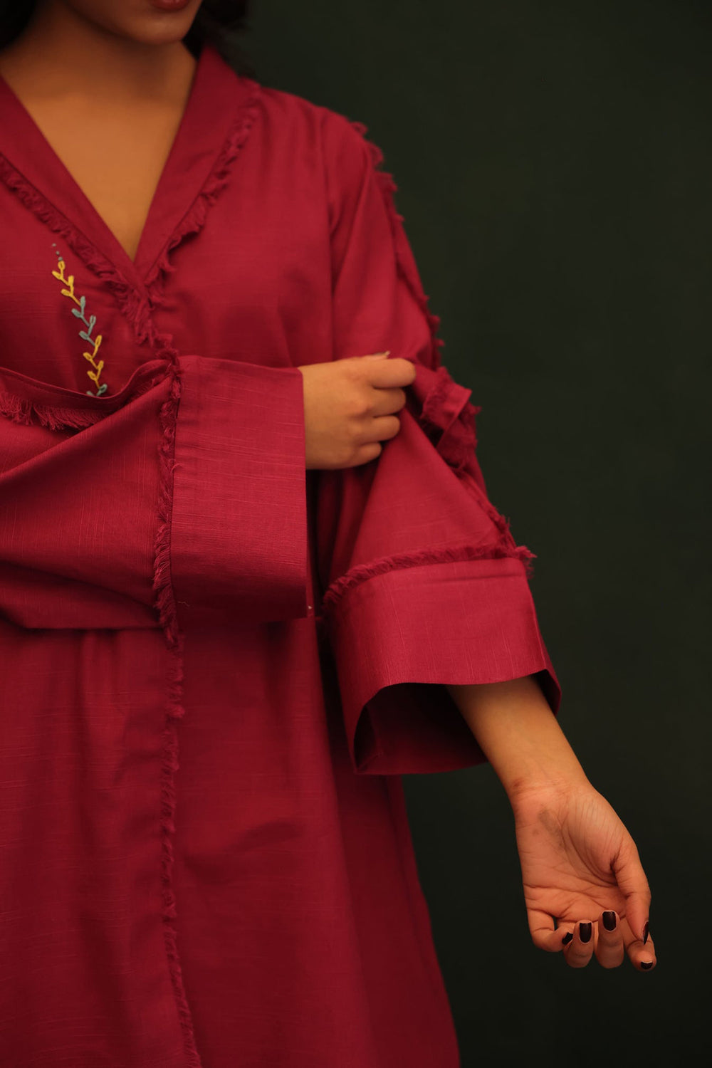 Khushboo & Pankaj Rosewood Raw Edge Co-ord Set