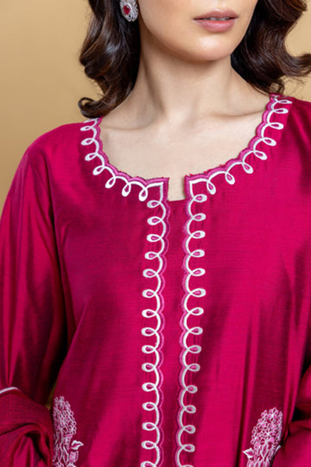 Khushboo & Pankaj Ruby Red Embroidered Kurta Set with Dupatta