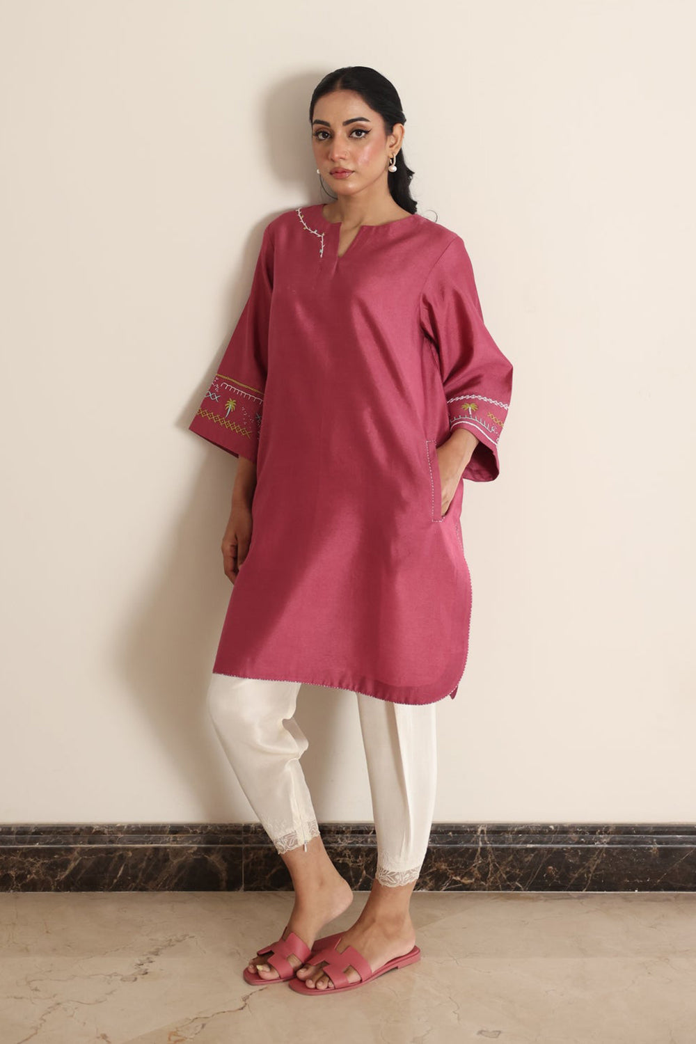 Khushboo & Pankaj Rustic Rose Handwork Kurta