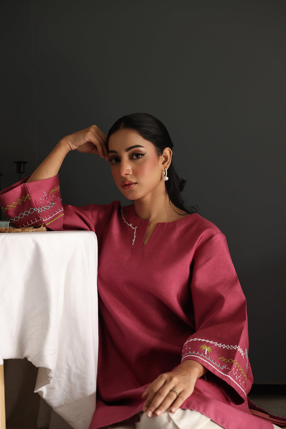 Khushboo & Pankaj Rustic Rose Handwork Kurta