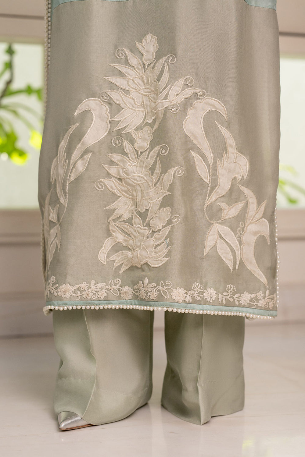 Khushboo & Pankaj Sage Green Embroidered Suit Set with Dupatta