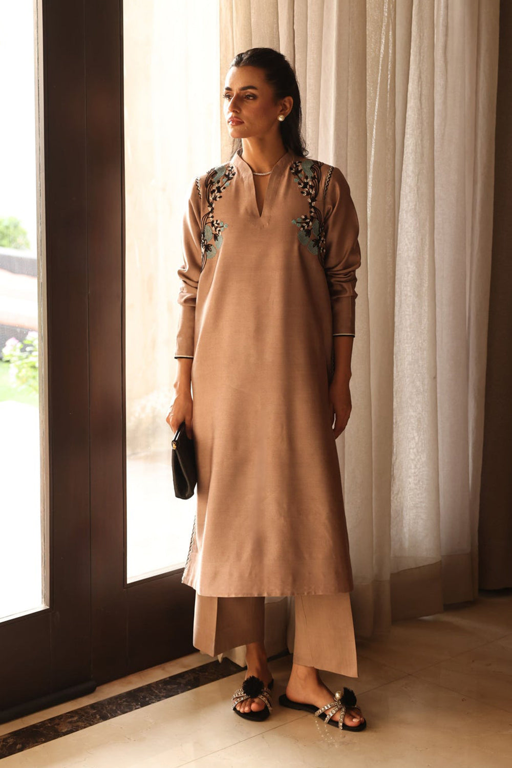 Khushboo & Pankaj Sandstone Kurta with Botanical Accents