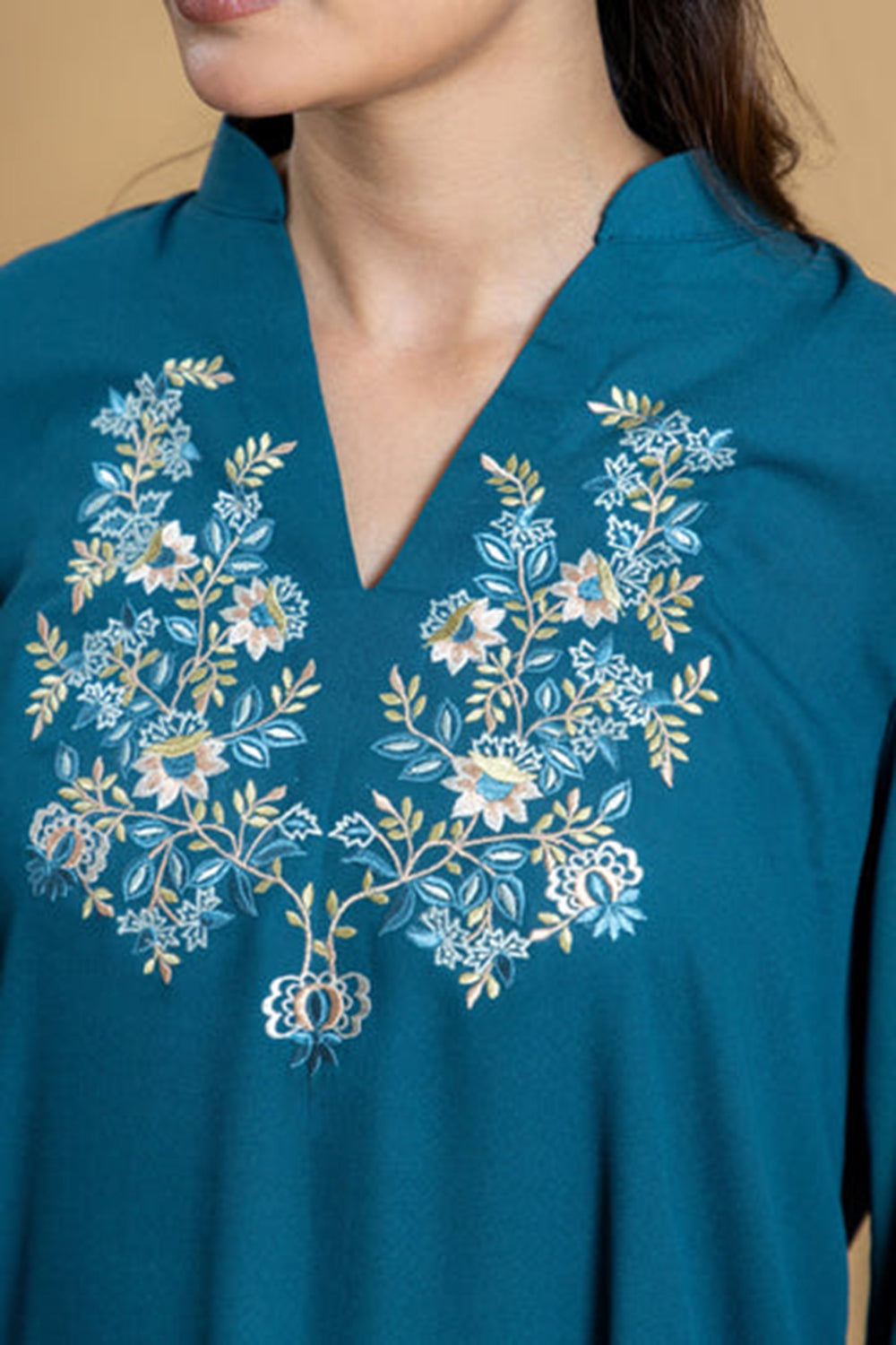 Khushboo & Pankaj Teal Embroidered Kurta Set