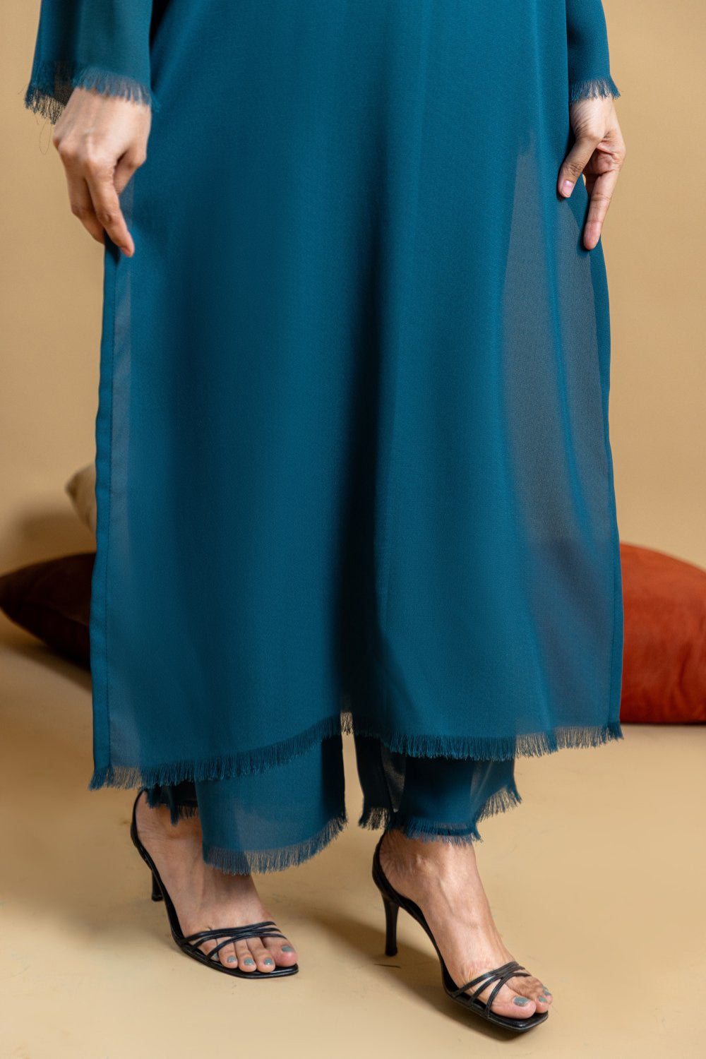 Khushboo & Pankaj Teal Embroidered Kurta Set