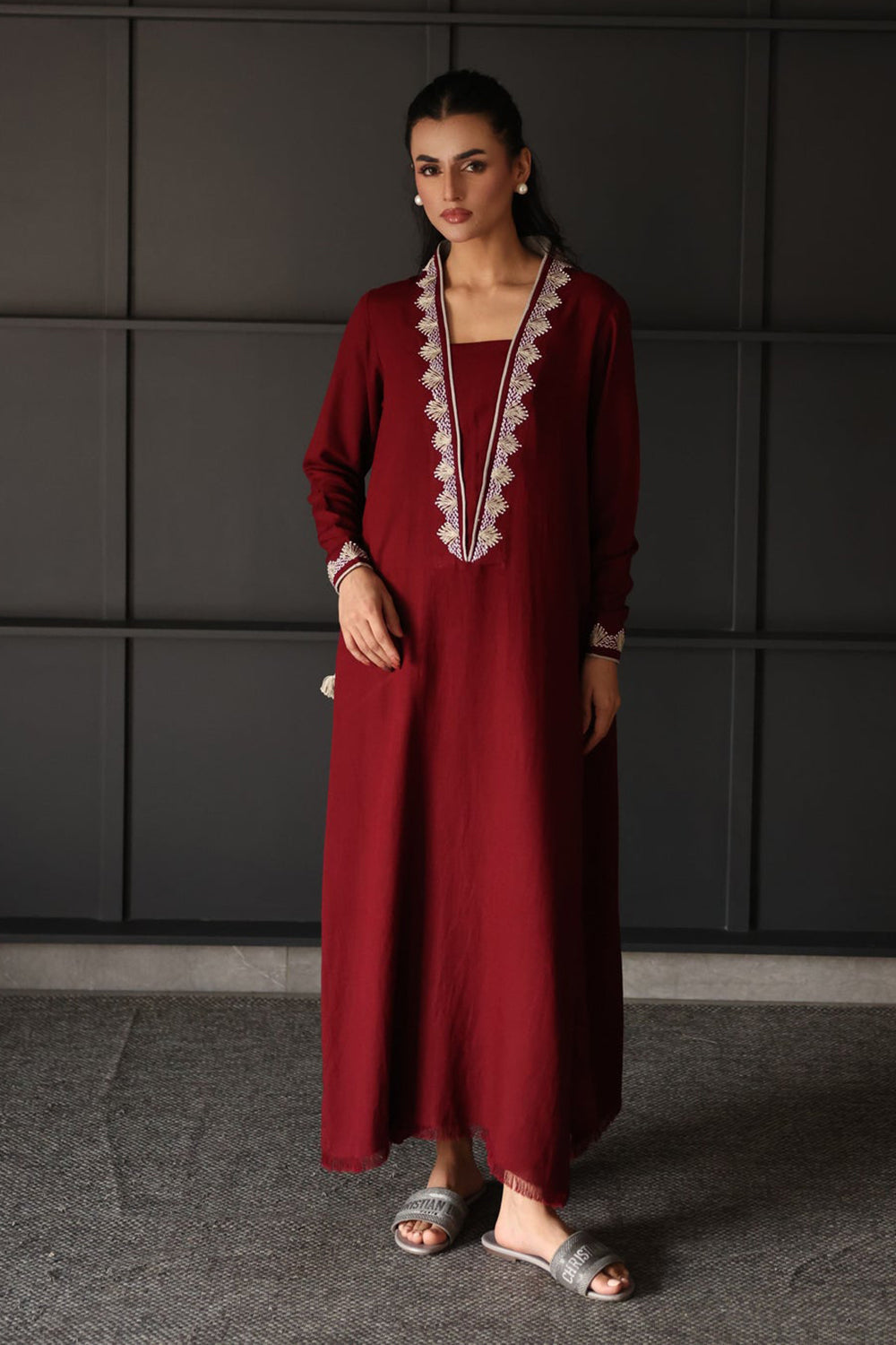 Khushboo & Pankaj Wine Red Statement Kurta Set