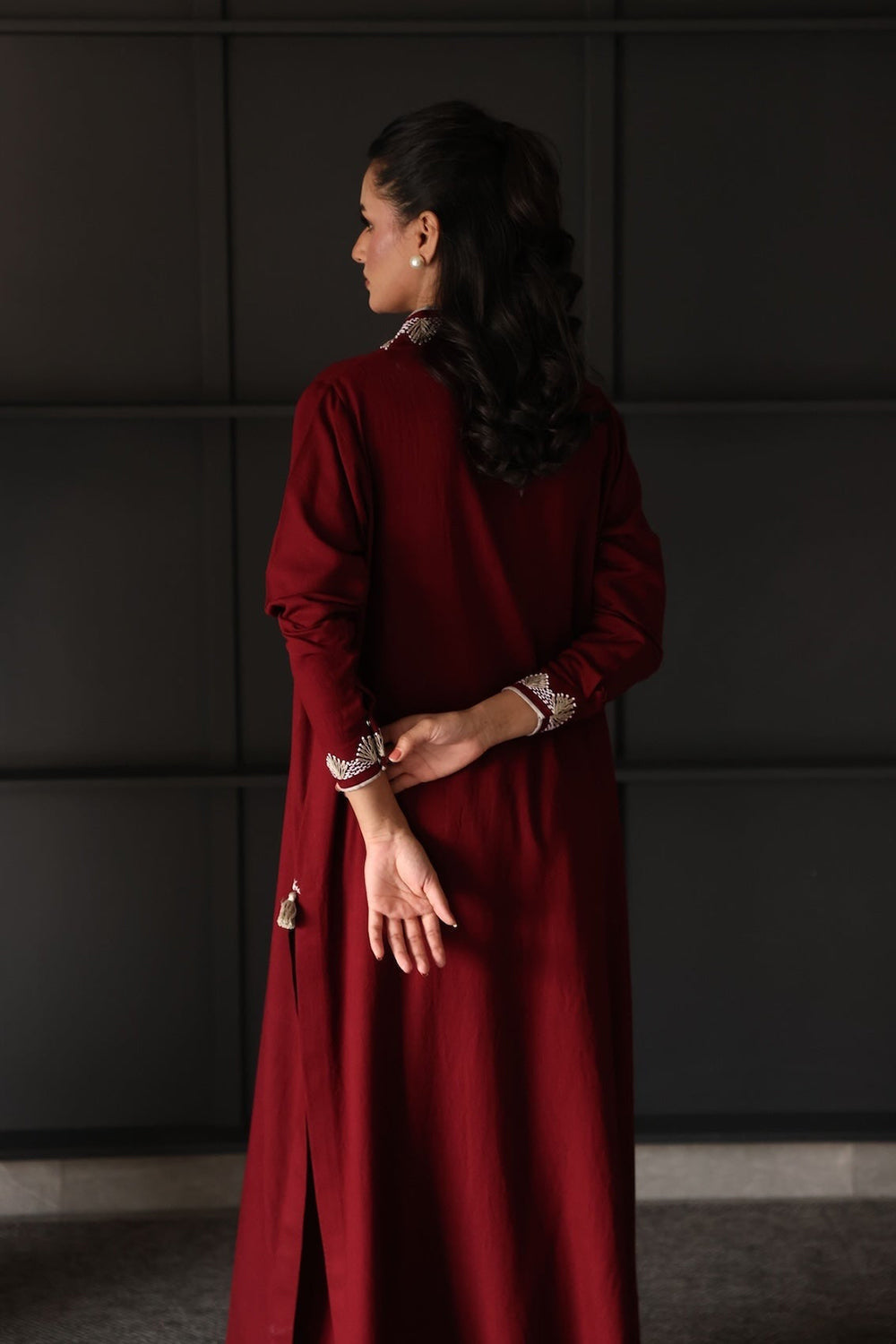 Khushboo & Pankaj Wine Red Statement Kurta Set