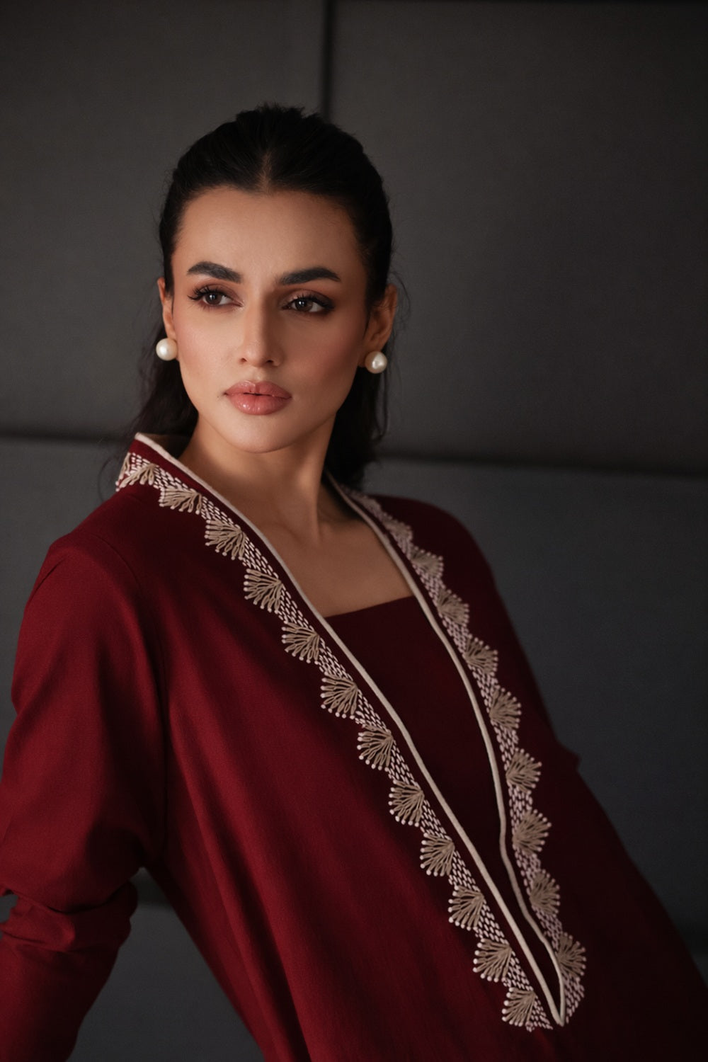 Khushboo & Pankaj Wine Red Statement Kurta Set