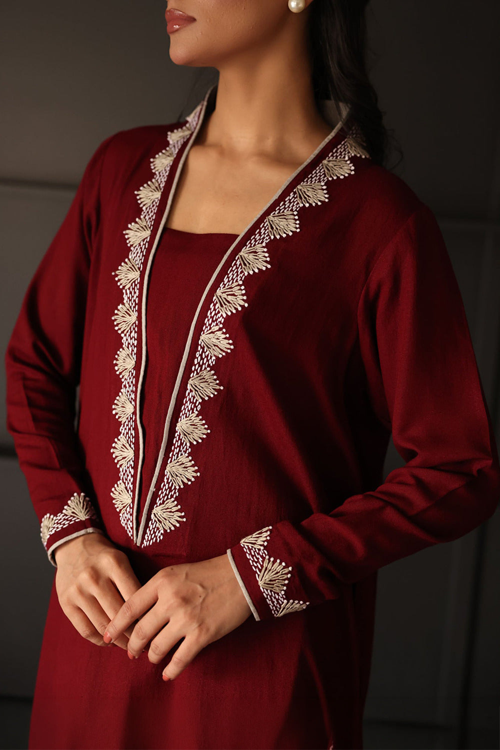 Khushboo & Pankaj Wine Red Statement Kurta Set