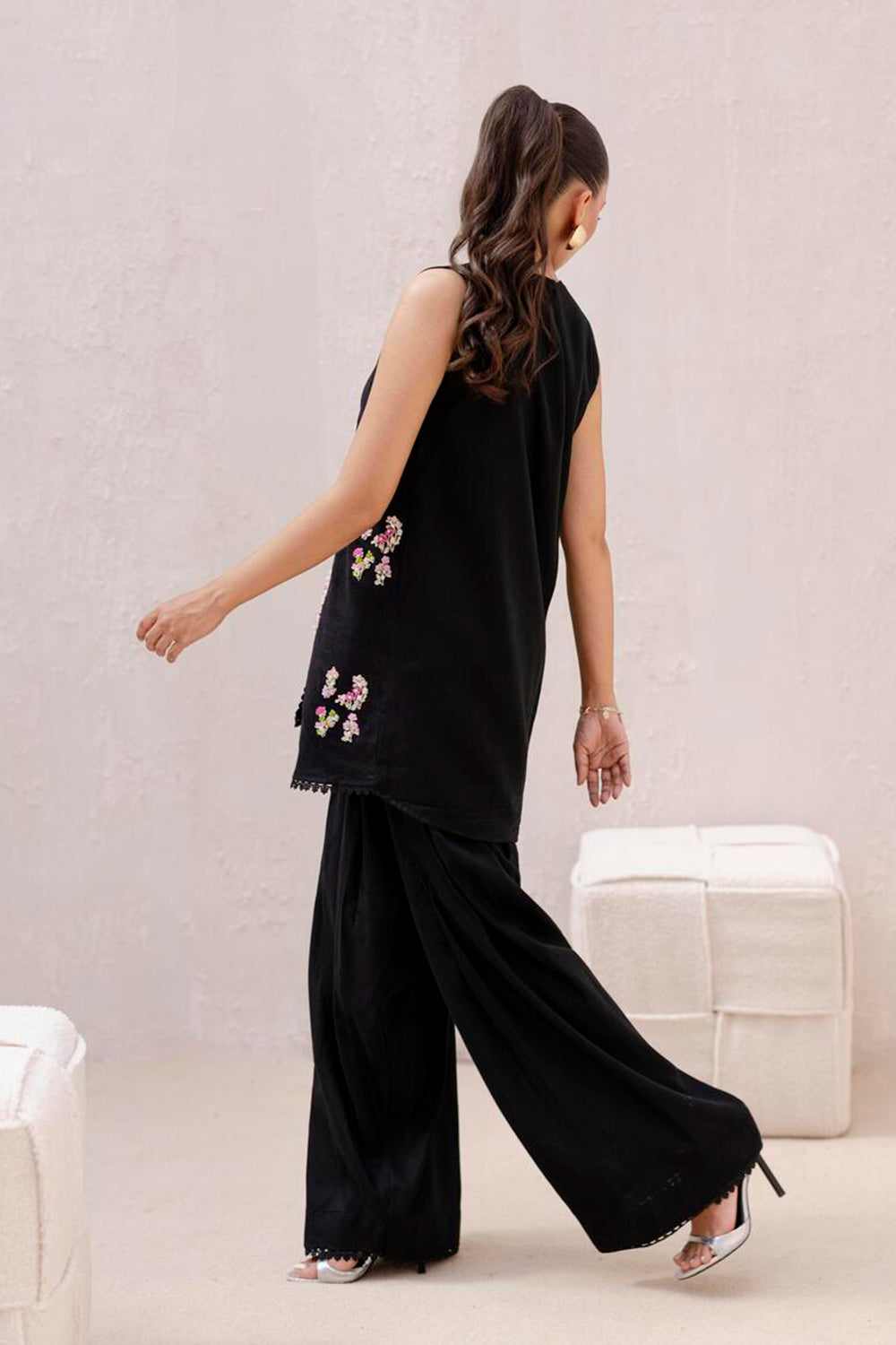 Khushboo & Pankaj Women Black Embroidered Kurta Set with Salwar