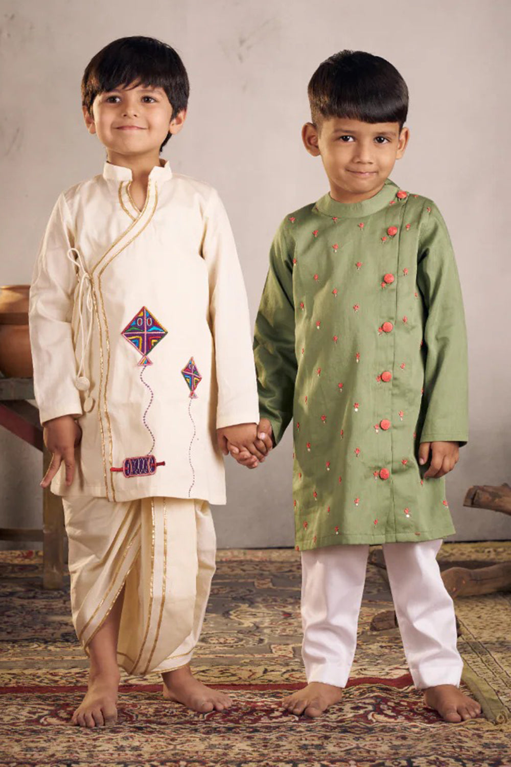 WHITE KITE DHOTI SET