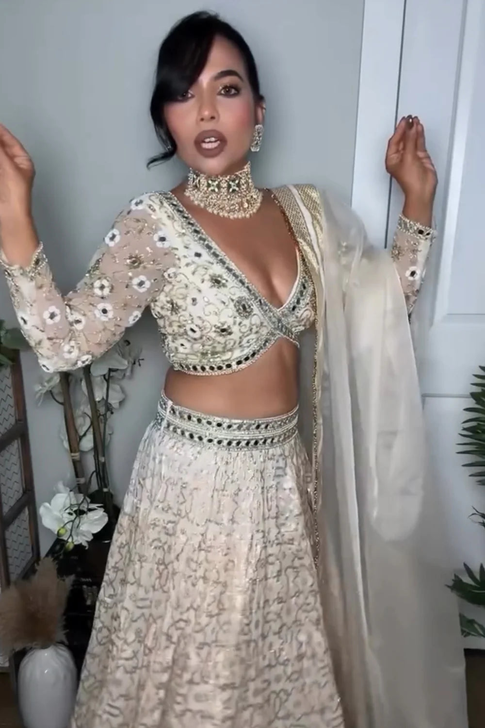 Kripa Patel Joshi in Ivory Banarasi Chanderi Lehenga Set(ba)