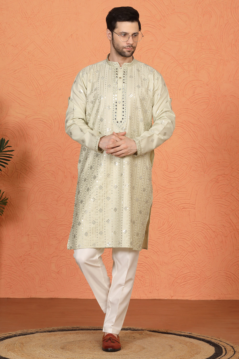 Krish Mirror  Embroidered Kurta with  Back Elastic Pants