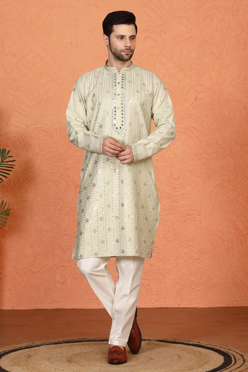 Krish Mirror  Embroidered Kurta with  Back Elastic Pants