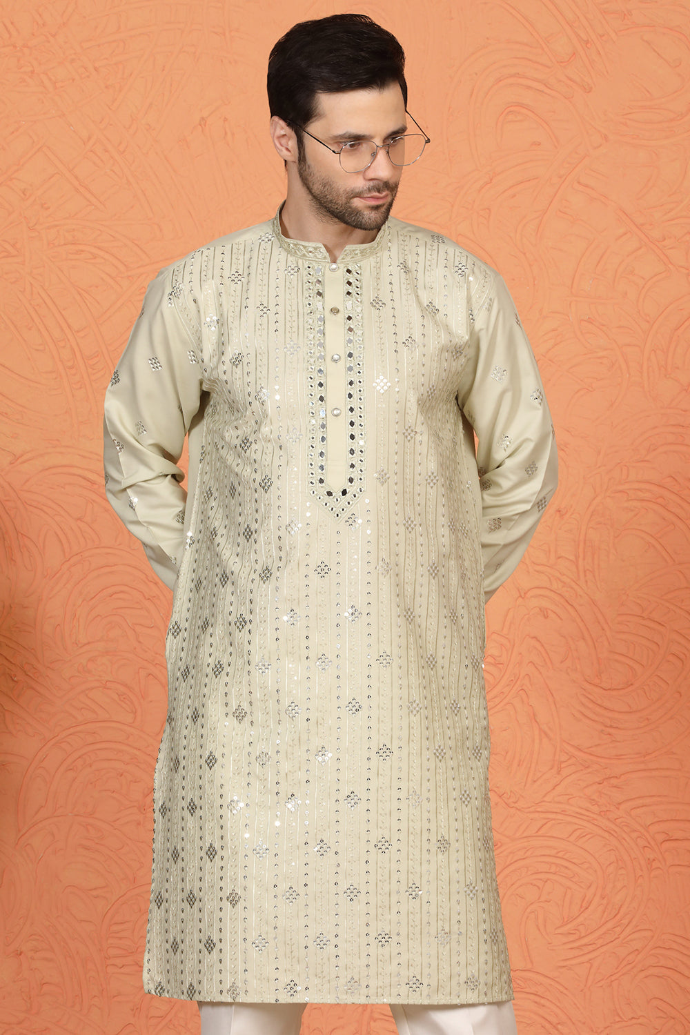 Krish Mirror  Embroidered Kurta with  Back Elastic Pants