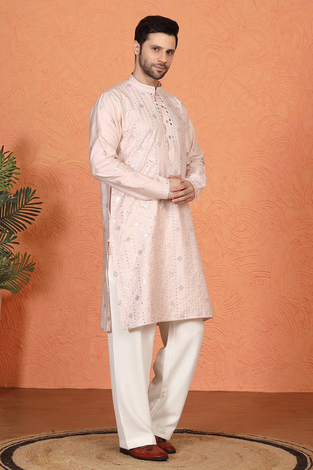 Krish  Mirror  Embroidered Kurta with  Loose Fit Parallel  Pants