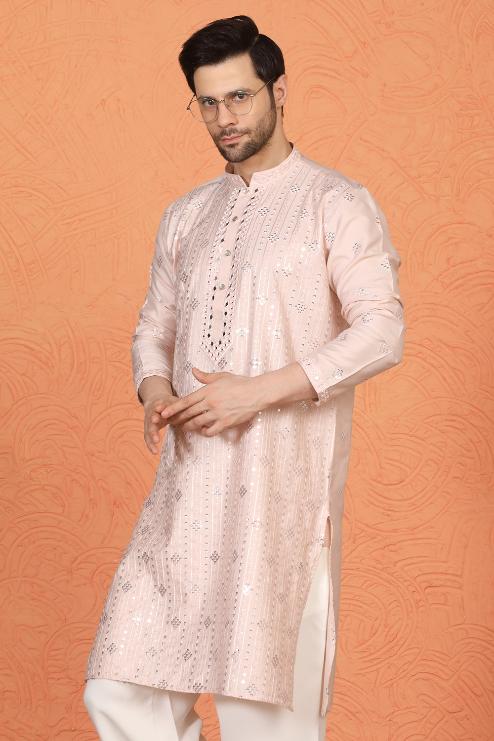 Krish  Mirror  Embroidered Kurta with  Loose Fit Parallel  Pants