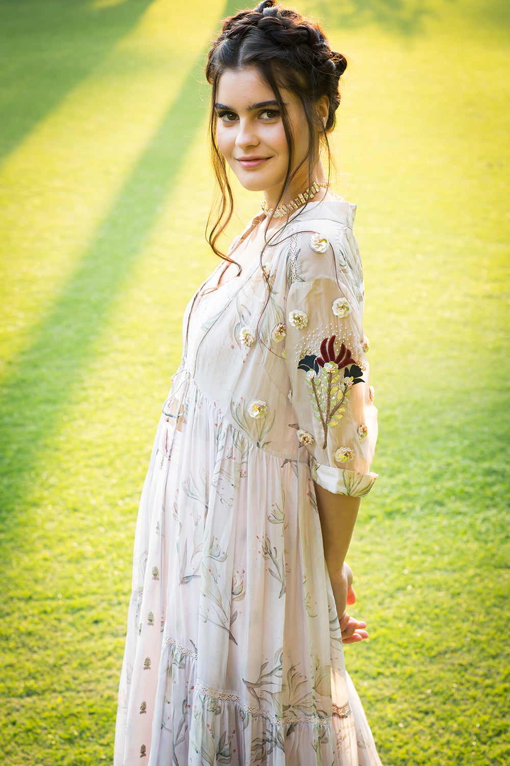 Lavender & Blush Pink Skirt And Cape Set