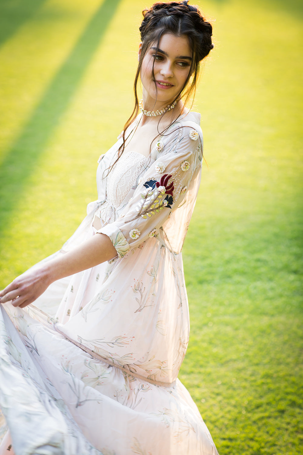 Lavender & Blush Pink Skirt And Cape Set