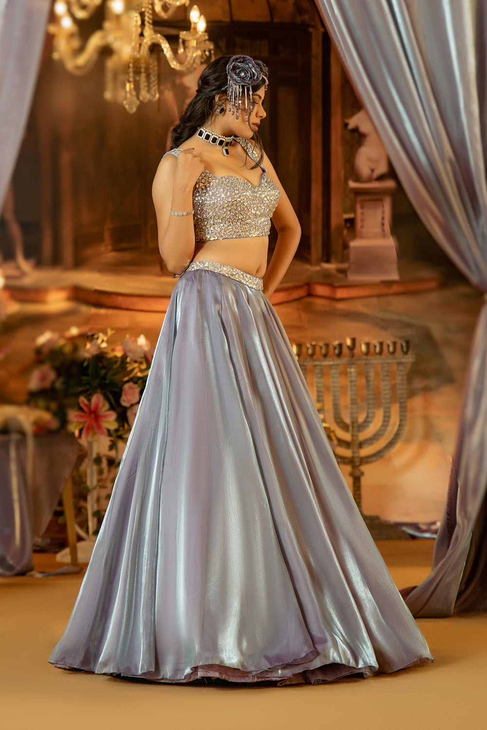 Lavender Organza Satin Skirt