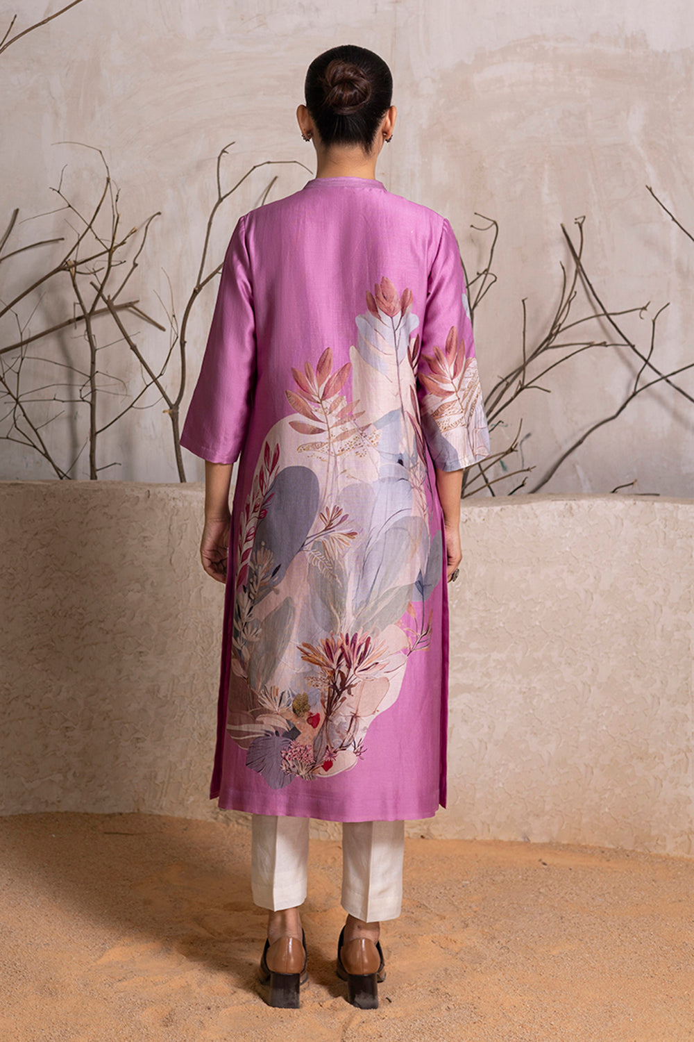 Lavender Silk Chanderi Printed Tunic
