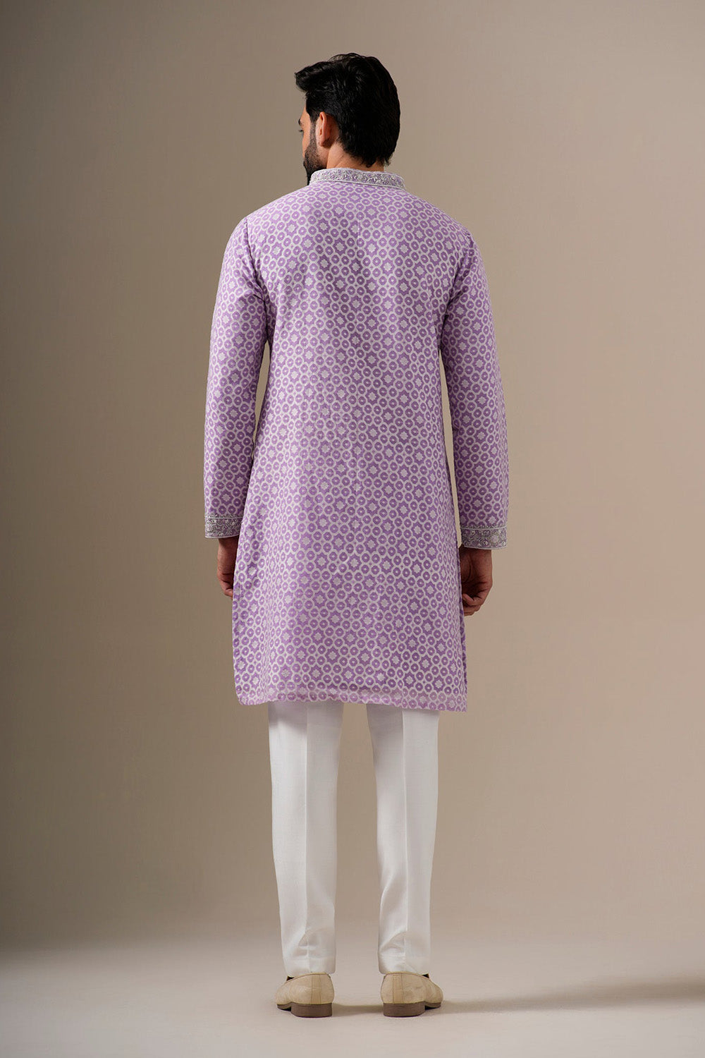 Lavender Zari Petals Kurta Set