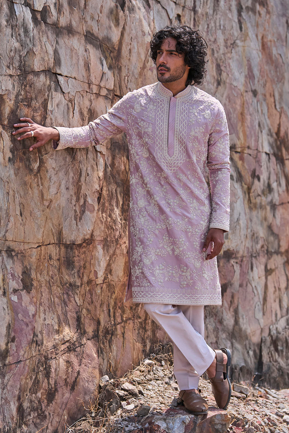 Lilac Mallow Creeper Dori With Highlight Kurta Set