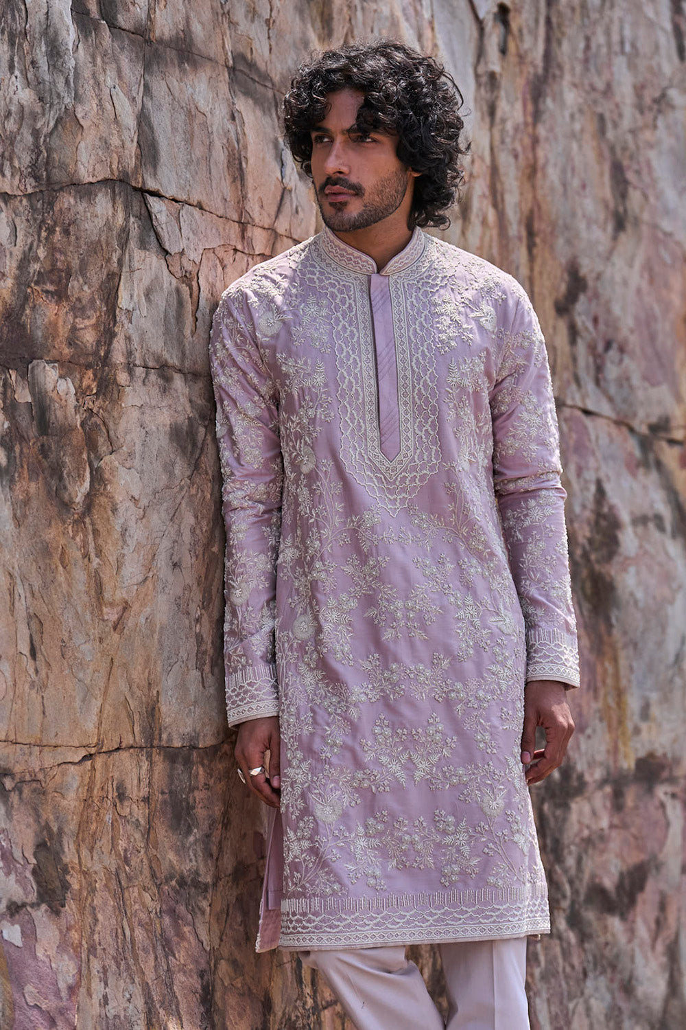 Lilac Mallow Creeper Dori With Highlight Kurta Set