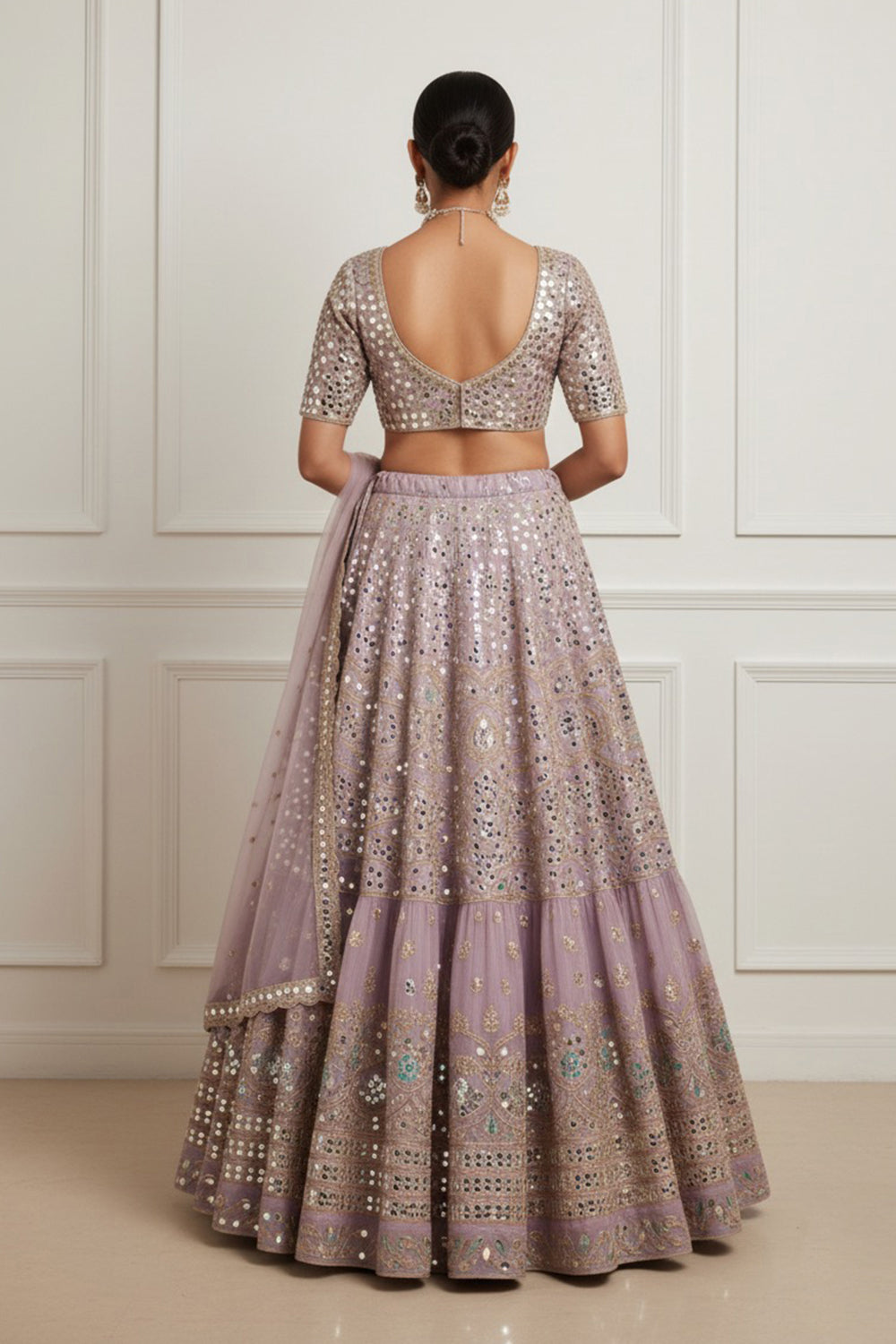 Lilac Mirror Embroidered Lehenga Set