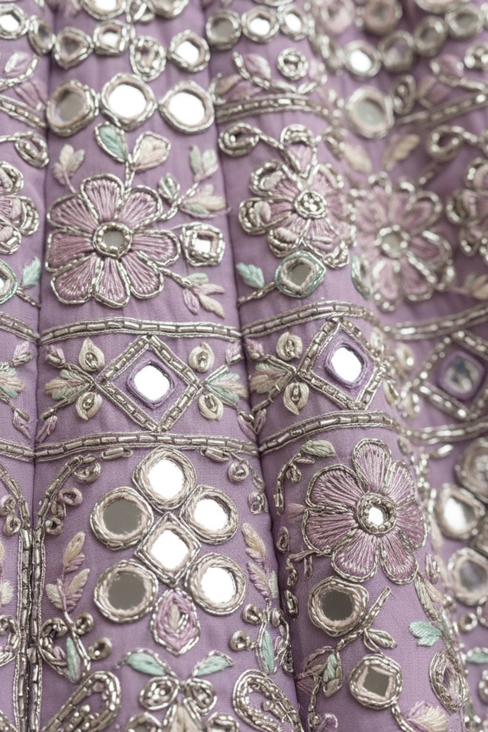 Lilac Mirror Embroidered Lehenga Set