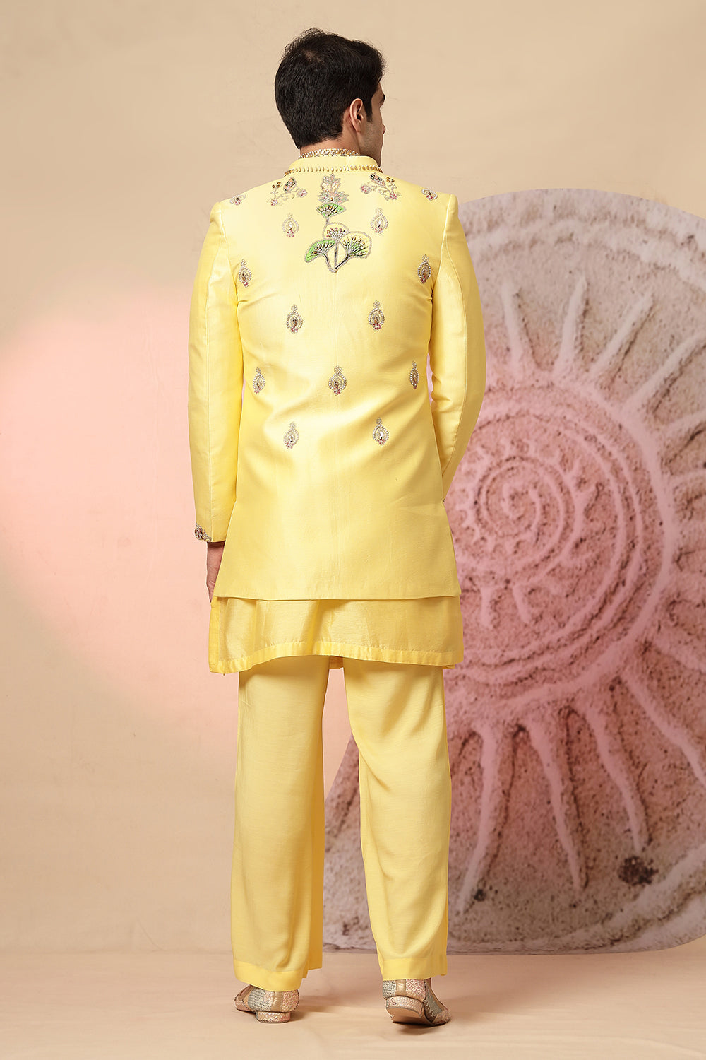 Long Kurta With Embroidery  Jacket And Palazzo Pant