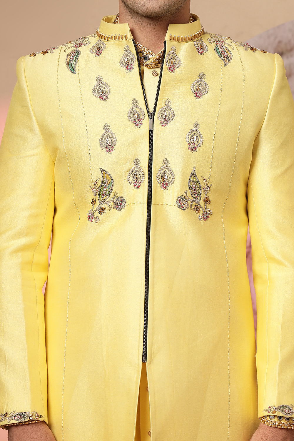 Long Kurta With Embroidery  Jacket And Palazzo Pant