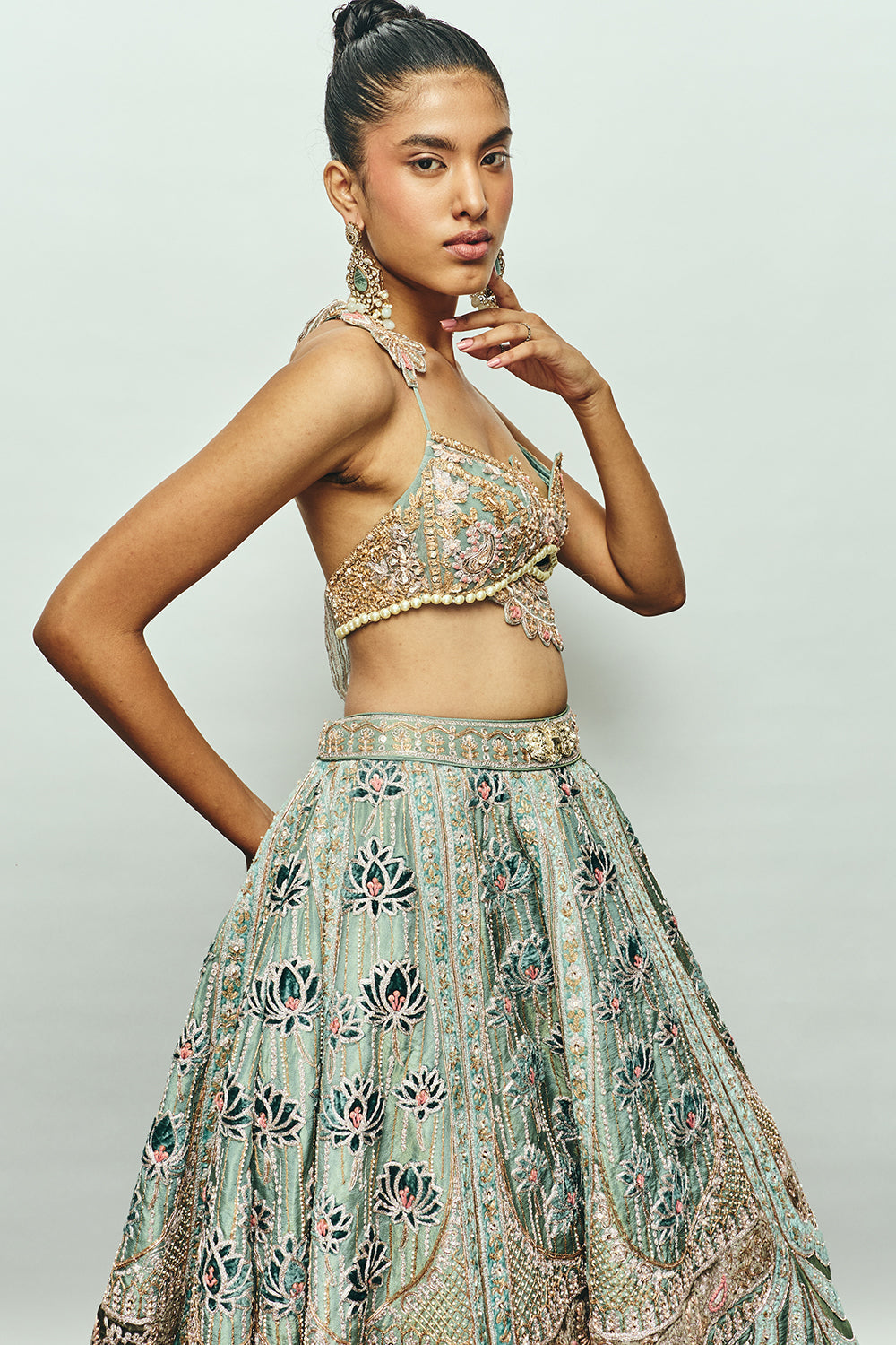 Lotus Teal Lehenga Set