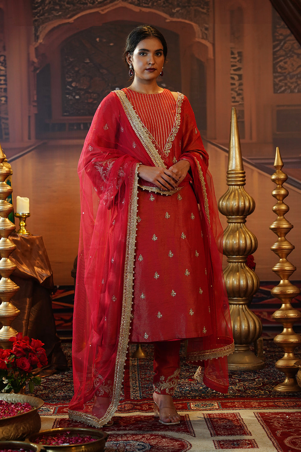 Magenta Kasab Silk Pink Suit Set