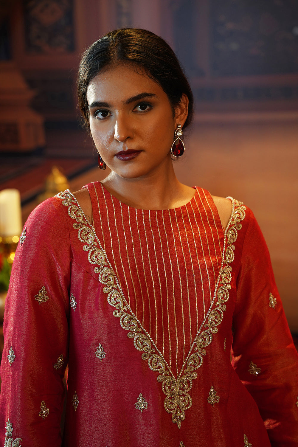 Magenta Kasab Silk Pink Suit Set