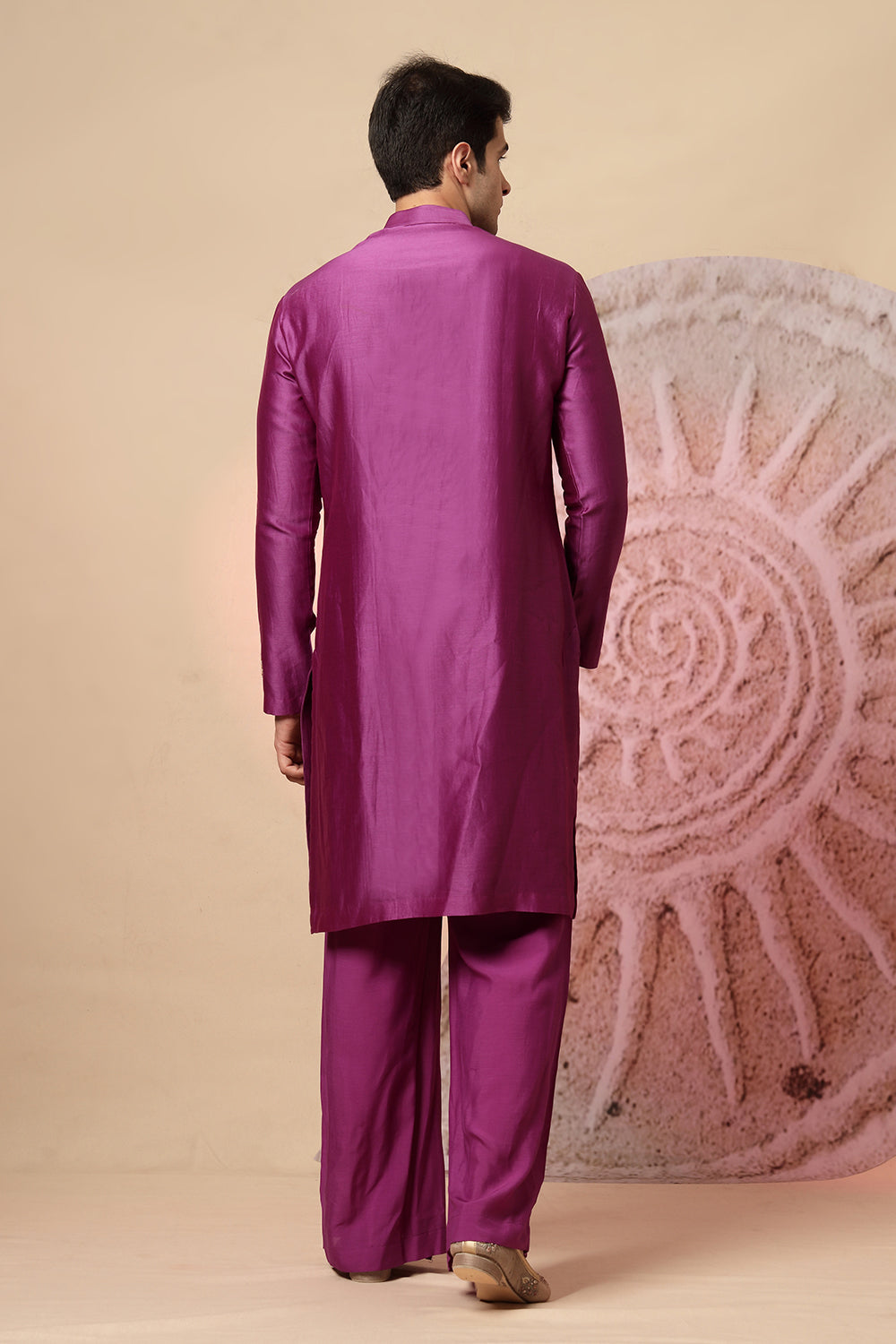 Magenta Silk Blend Kurta Pajama Set