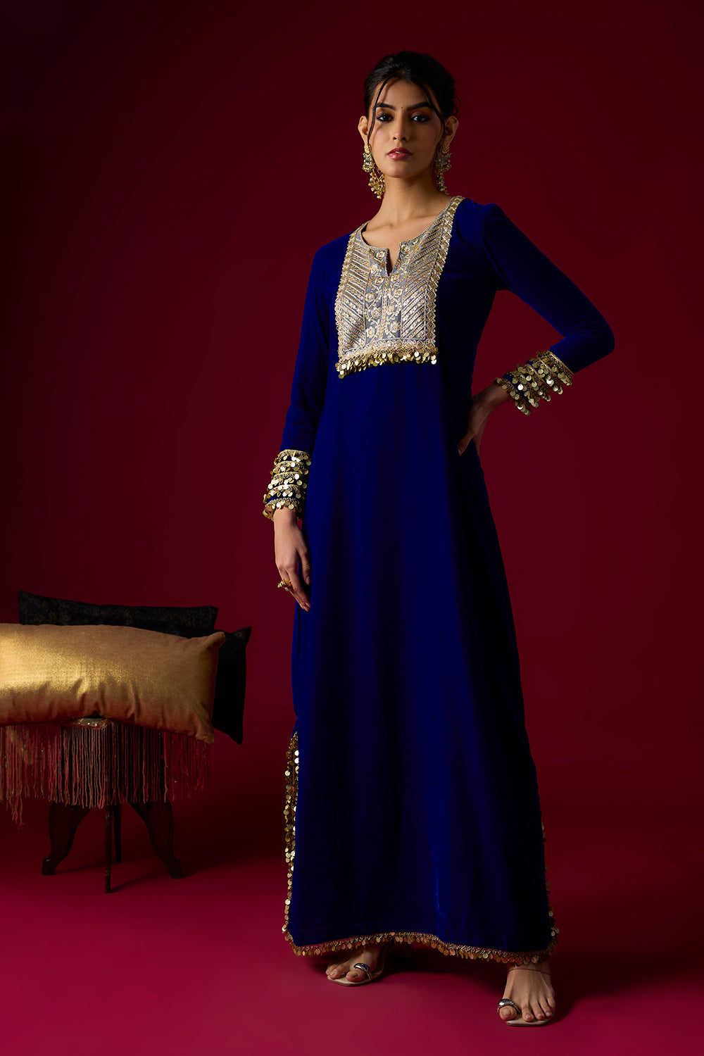 Majestic Blue Velvet Kaftan