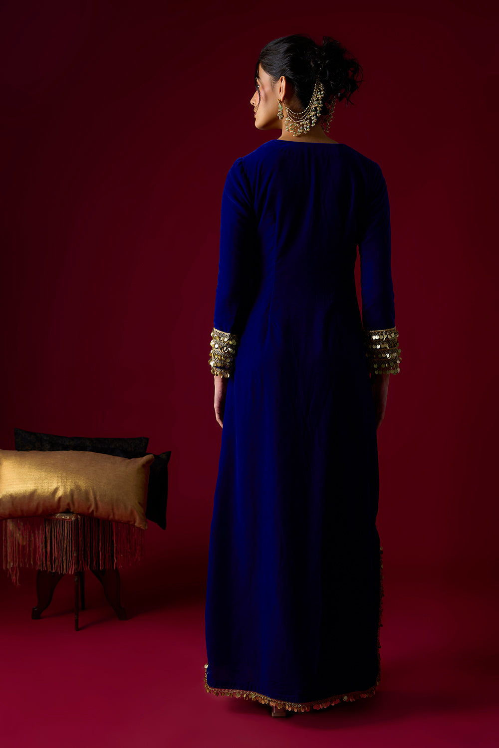 Majestic Blue Velvet Kaftan