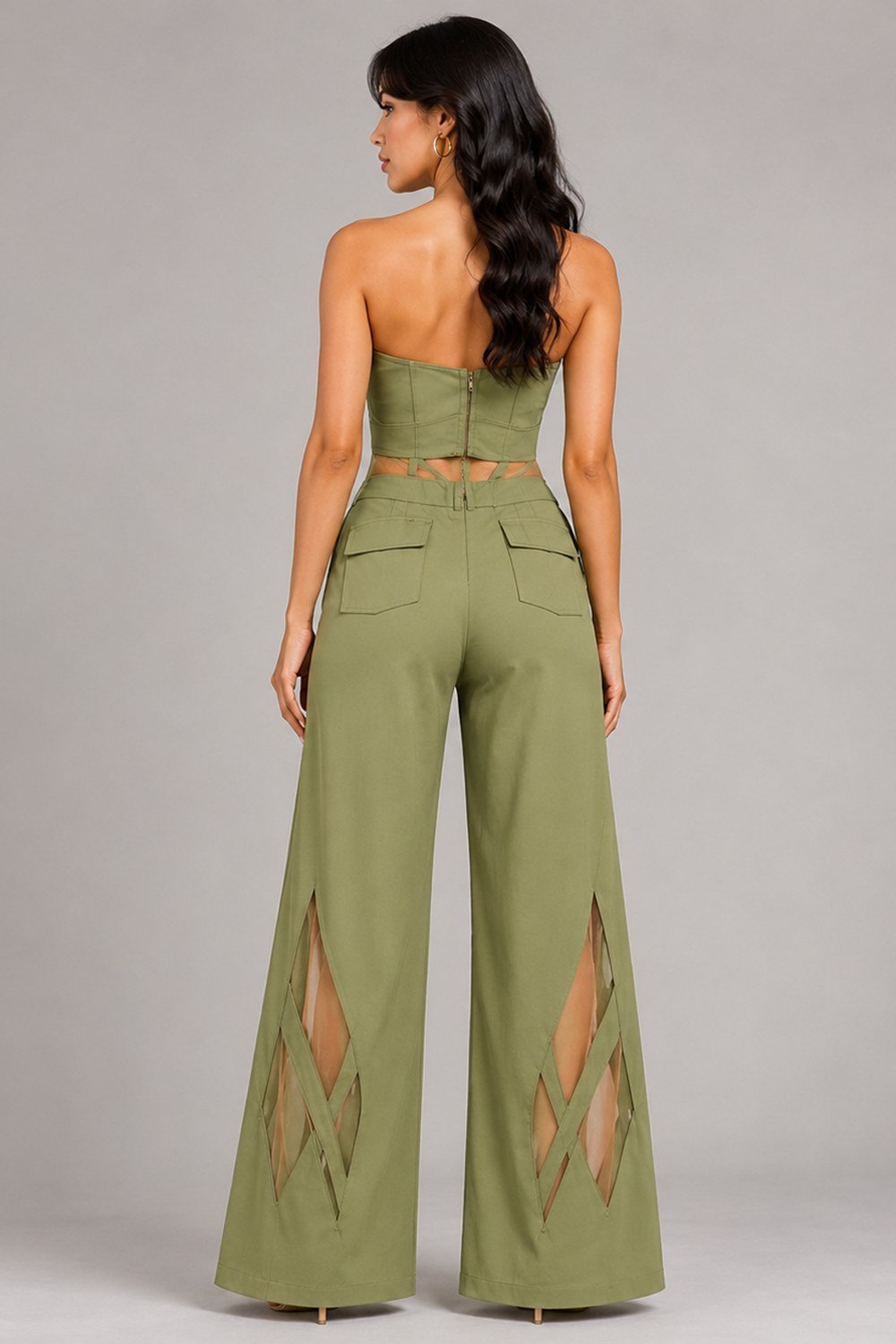 Matcha Green Twist Bandeau Corset Top for Women