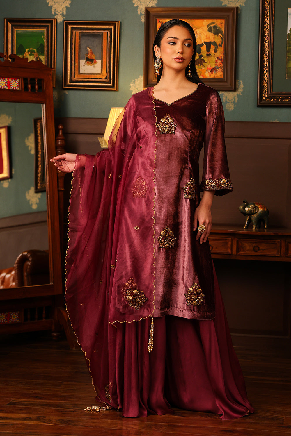 Mauve Sharara Set