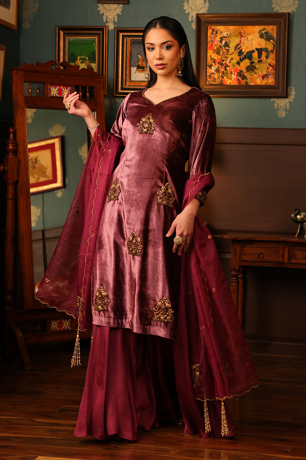 Mauve Sharara Set