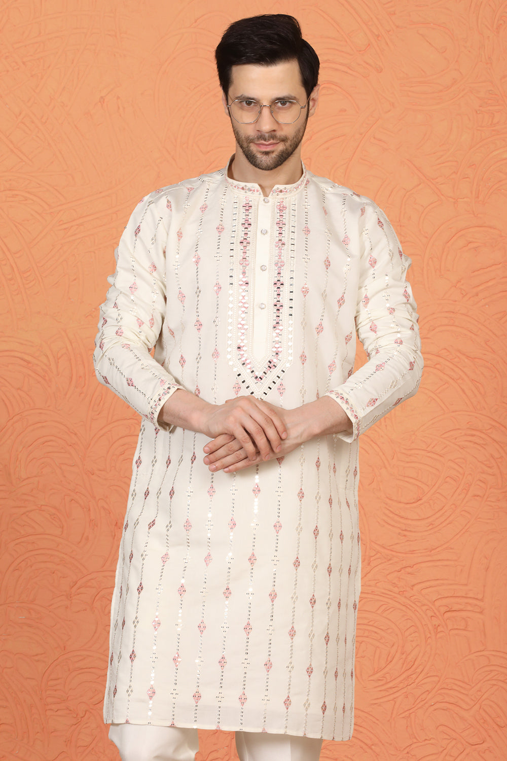 Mayuresh Mirror  Embroidered Kurta with  Back Elastic Pants