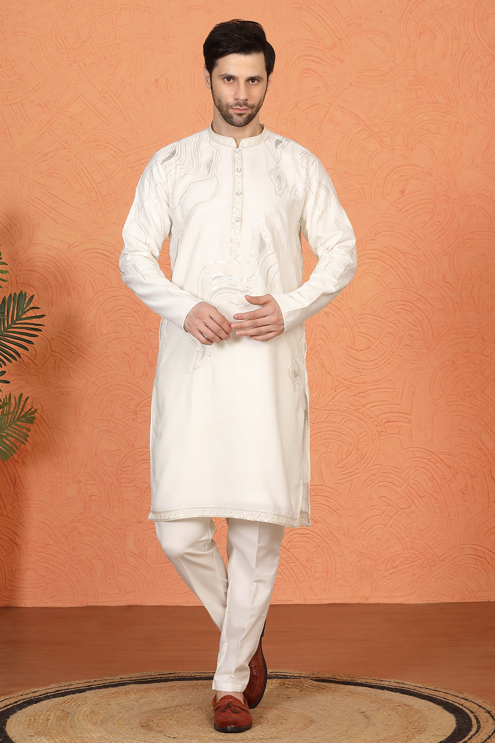 Mehfil-E-Khaas  Embroidered Kurta Set with Back Elastic Pants