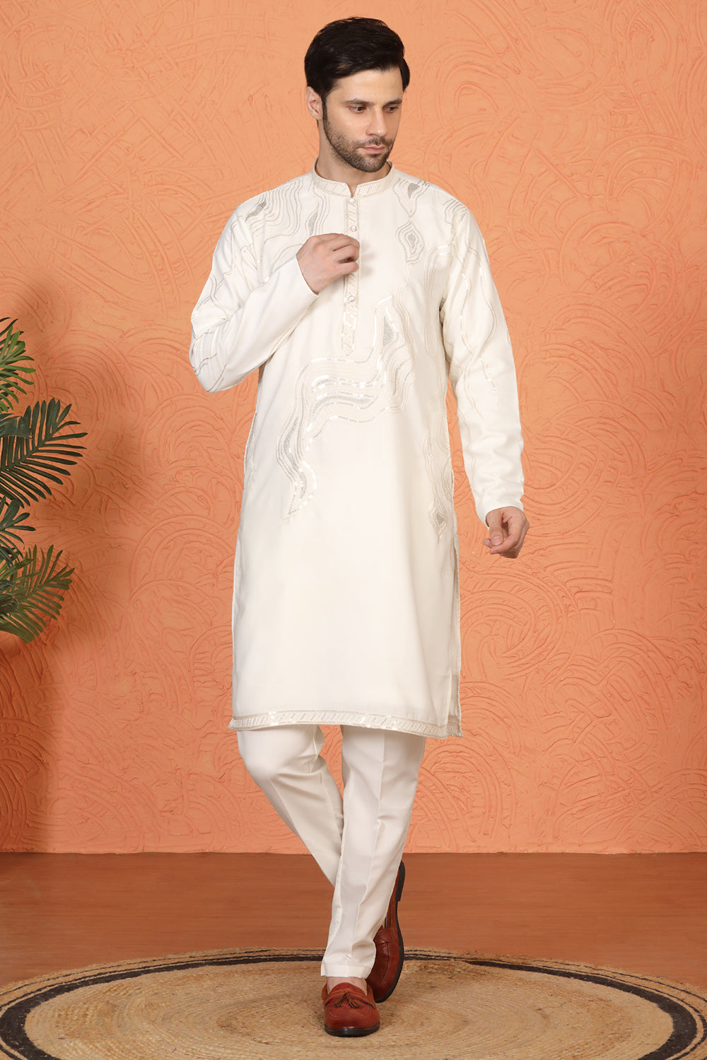 Mehfil-E-Khaas  Embroidered Kurta Set with Back Elastic Pants