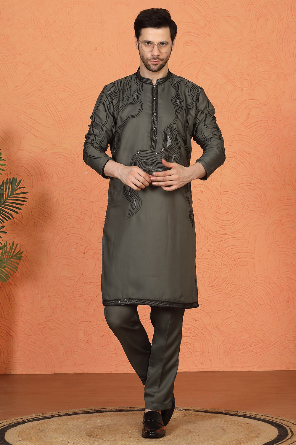 Mehfil-E-Khaas  Embroidered Kurta Set with Back Elastic Pants