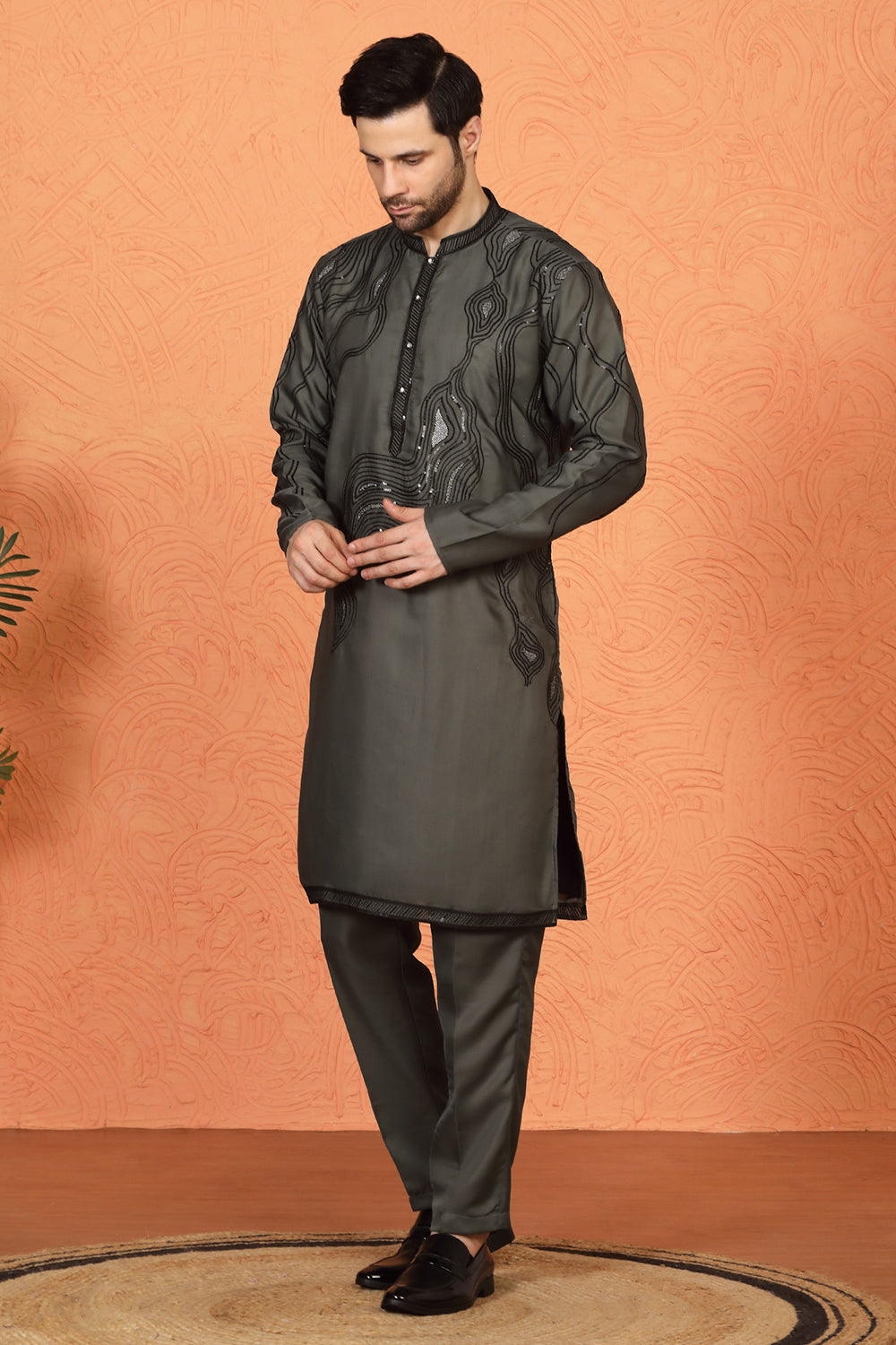 Mehfil-E-Khaas  Embroidered Kurta Set with Back Elastic Pants