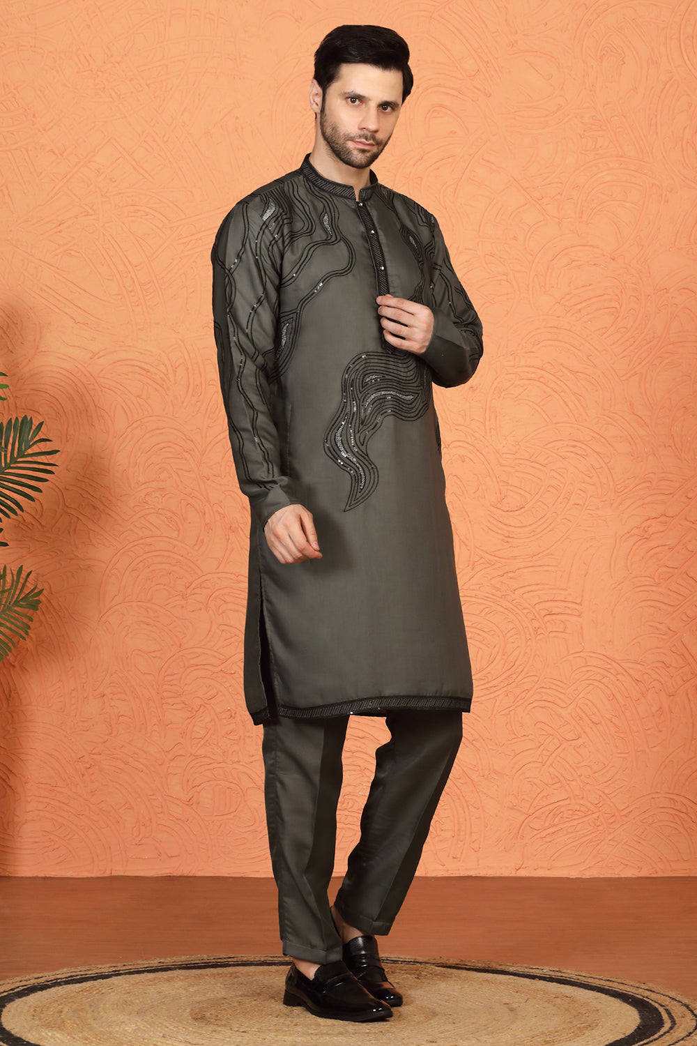 Mehfil-E-Khaas  Embroidered Kurta Set with Back Elastic Pants
