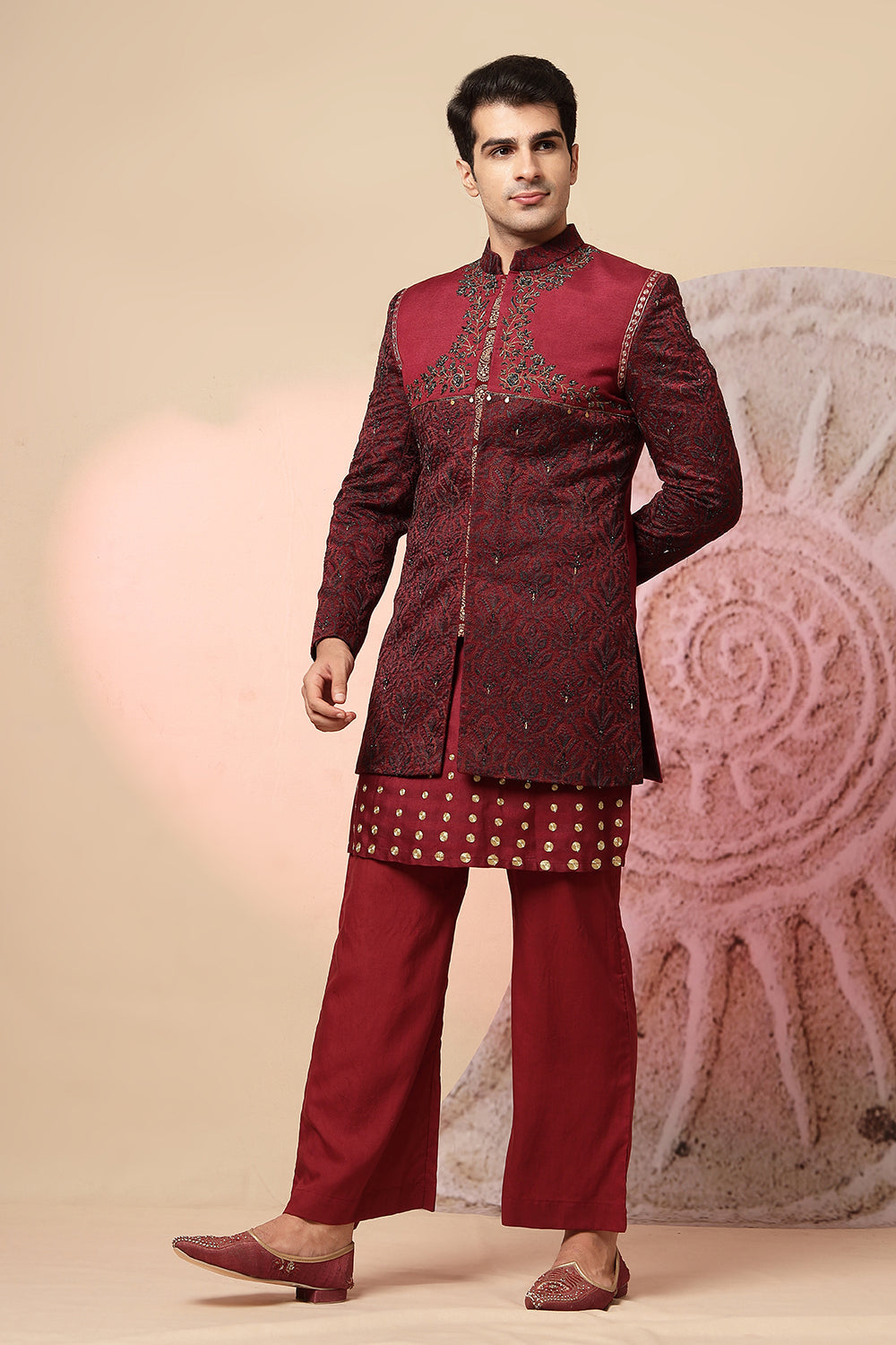 Mehroon Kurta And Palazzo Pant