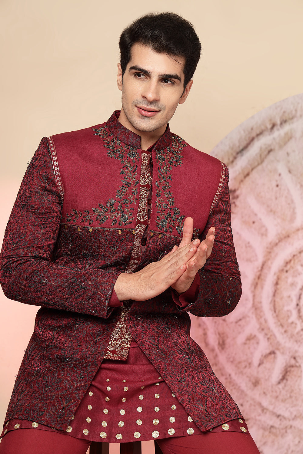 Mehroon Kurta And Palazzo Pant
